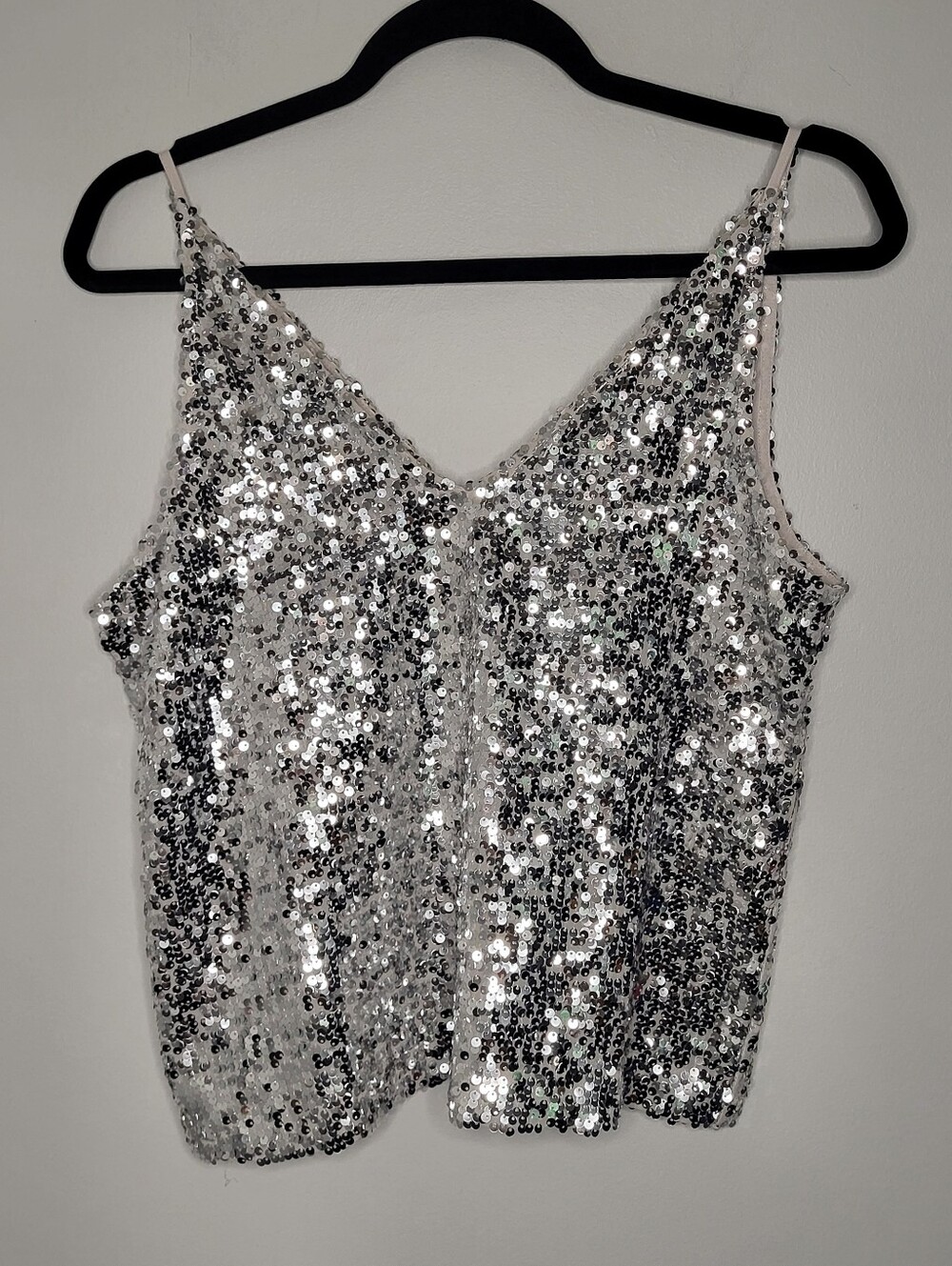 J.Crew Collection Silver Sequin V-Neck Camisole Tank XS NWT Sparkle Party Top